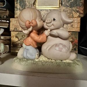 Precious moment pig and girl